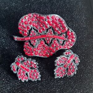 Elegant Red Leaf Jewelry Set